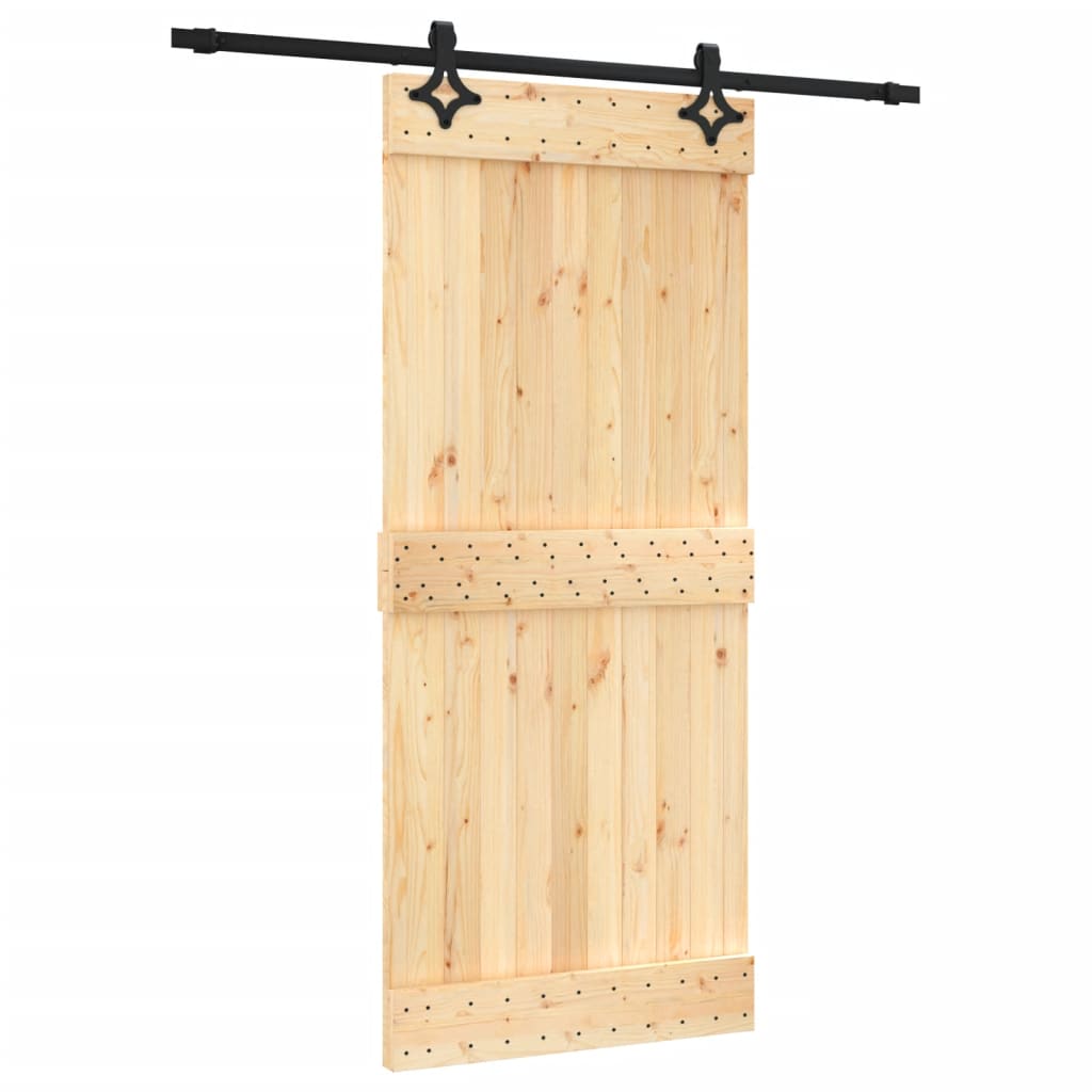Porta Scorrevole con Set Hardware 90x210 cm Legno Massello Pino 3203142