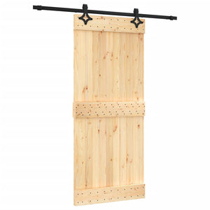 Porta Scorrevole con Set Hardware 90x210 cm Legno Massello Pino 3203142