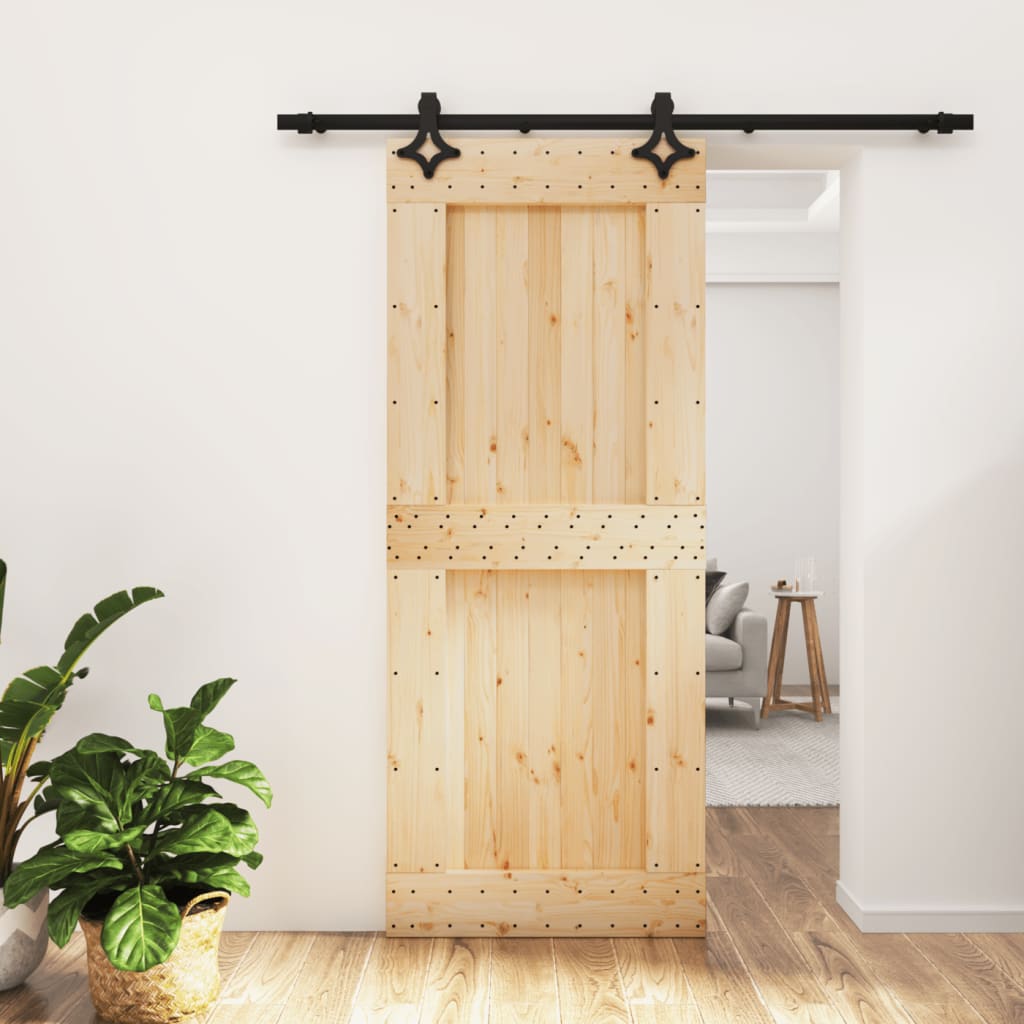 Porta Scorrevole con Set Hardware 85x210 cm Legno Massello Pino 3203147
