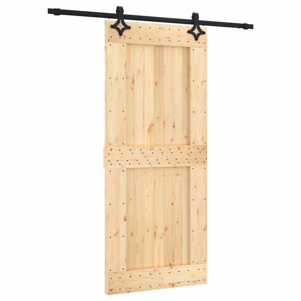 Porta Scorrevole con Set Hardware 90x210 cm Legno Massello Pino 3203148