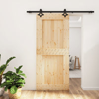Porta Scorrevole con Set Hardware 90x210 cm Legno Massello Pinocod mxl 70173