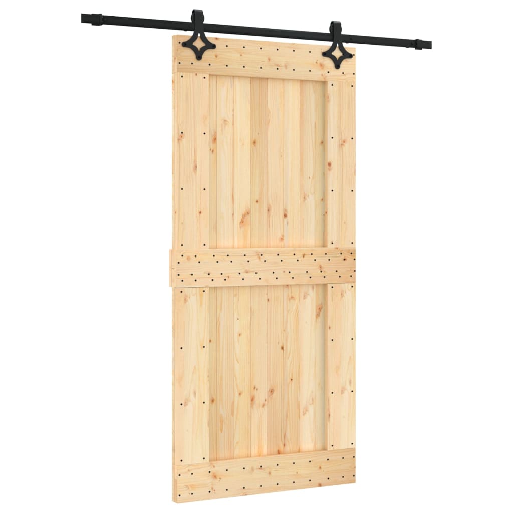 Porta Scorrevole con Set Hardware 95x210 cm Legno Massello Pino 3203149