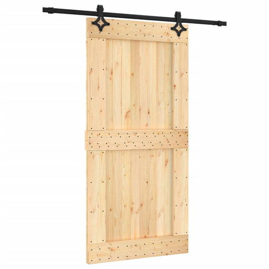 Porta Scorrevole con Set Hardware 100x210cm Legno Massello Pino 3203150