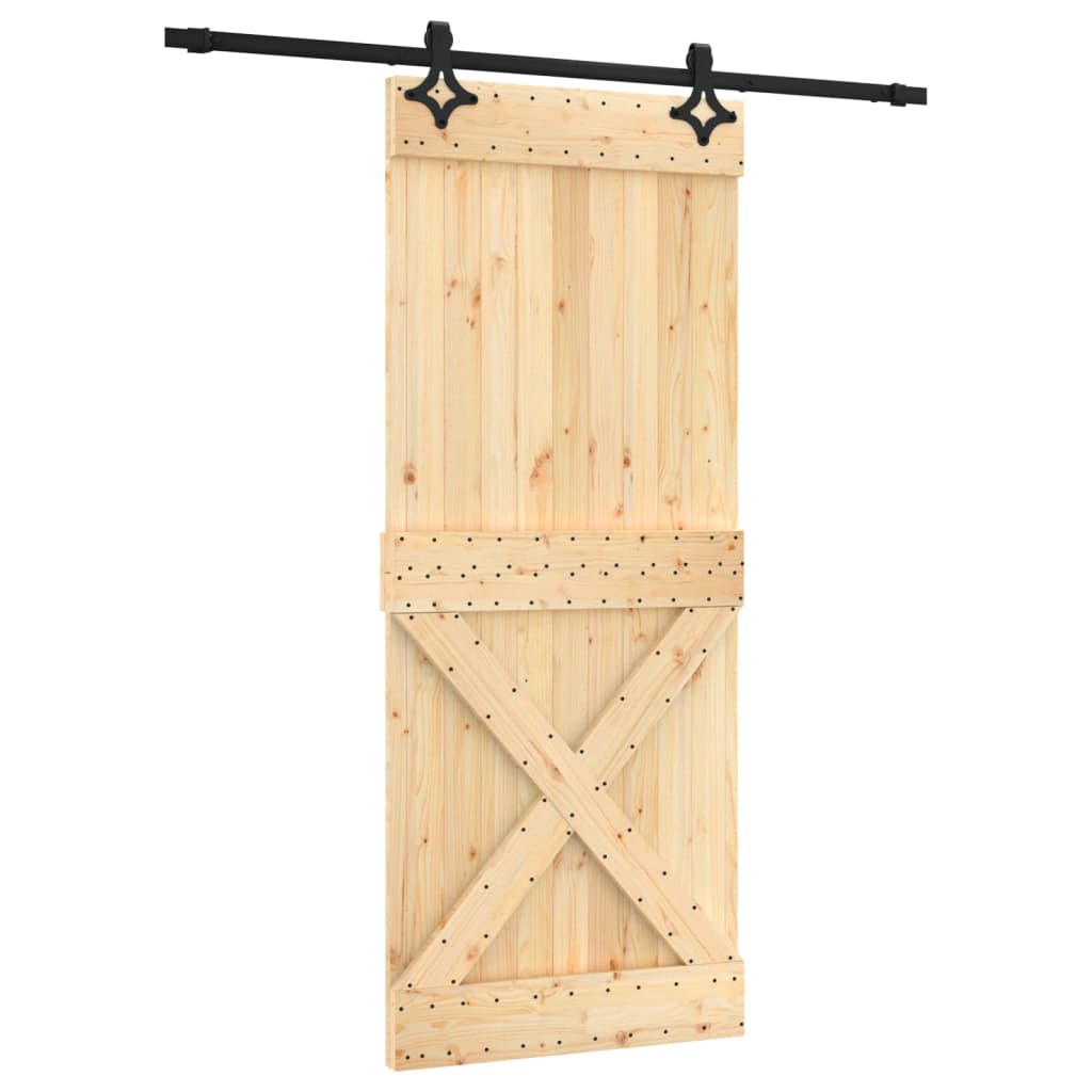 Porta Scorrevole con Set Hardware 85x210 cm Legno Massello Pino 3203153