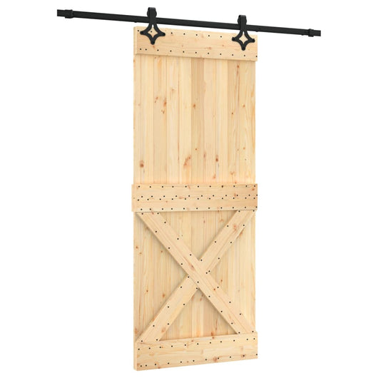 Porta Scorrevole con Set Hardware 85x210 cm Legno Massello Pino 3203153