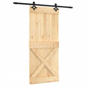Porta Scorrevole con Set Hardware 90x210 cm Legno Massello Pino 3203154