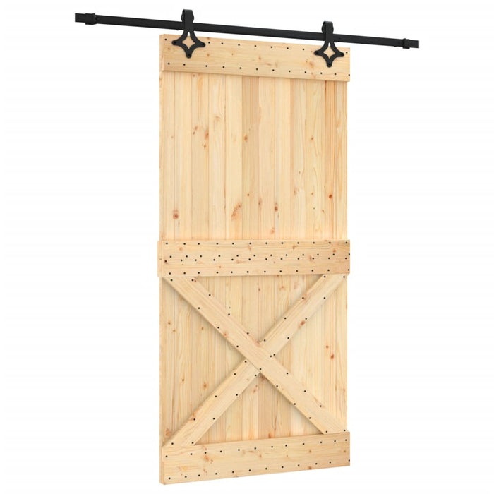 Porta Scorrevole con Set Hardware 100x210cm Legno Massello Pino 3203156
