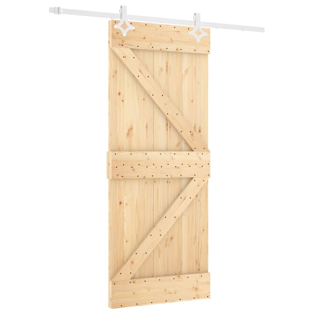 Porta Scorrevole con Set Hardware 80x210 cm Legno Massello Pino