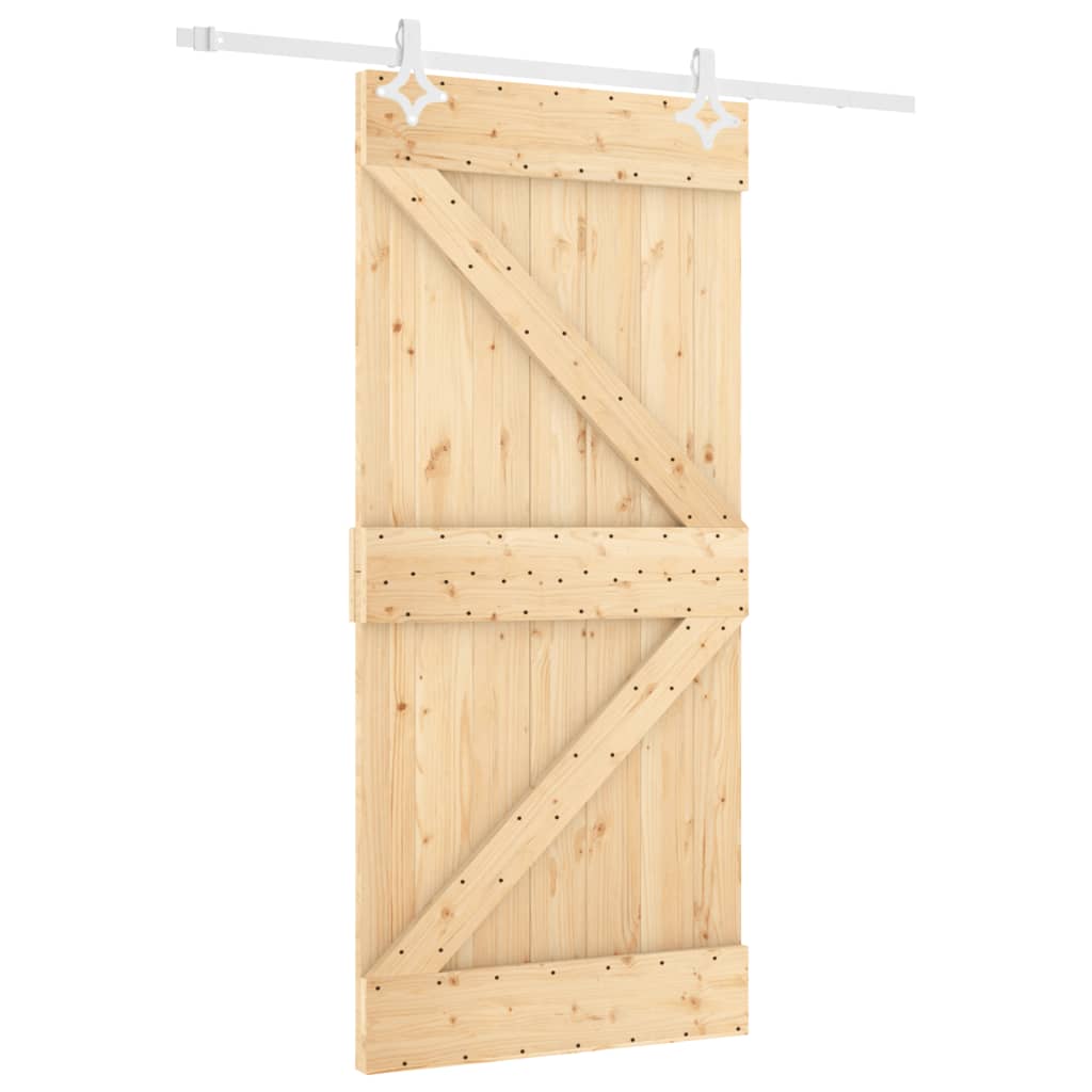 Porta Scorrevole con Set Hardware 90x210 cm Legno Massello Pino 3203160