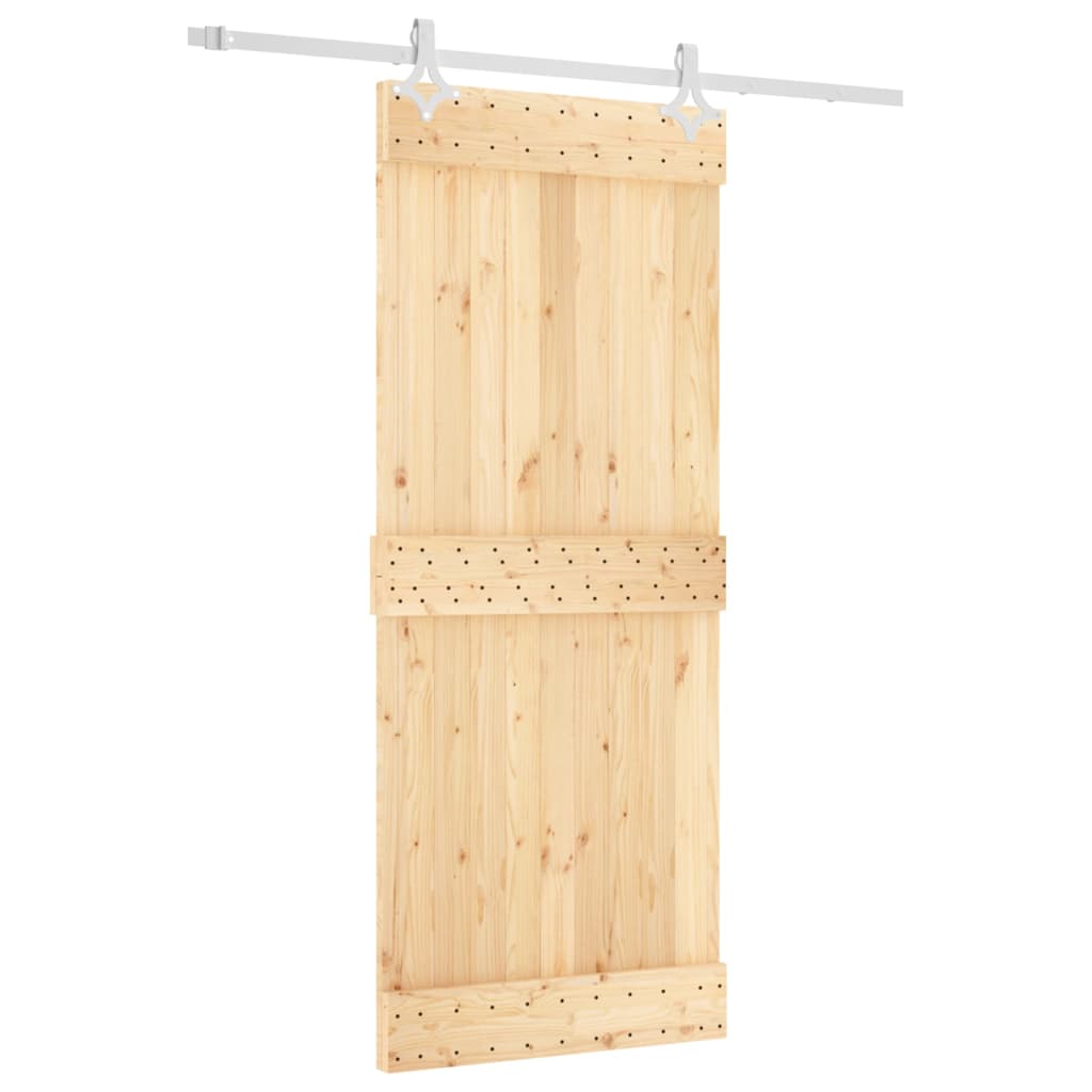 Porta Scorrevole con Set Hardware 85x210 cm Legno Massello Pinocod mxl 94196