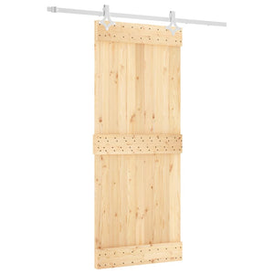 Porta Scorrevole con Set Hardware 85x210 cm Legno Massello Pinocod mxl 94196