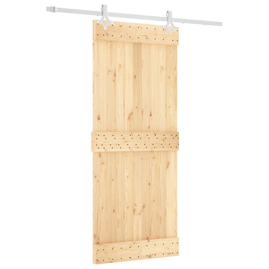 Porta Scorrevole con Set Hardware 85x210 cm Legno Massello Pinocod mxl 94196