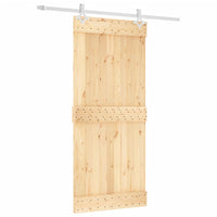 Porta Scorrevole con Set Hardware 90x210 cm Legno Massello Pino 3203164