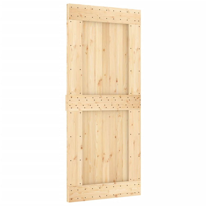 Porta Scorrevole con Set Hardware 90x210 cm Legno Massello Pino 3203168
