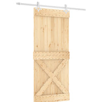 Porta Scorrevole con Set Hardware 90x210 cm Legno Massello Pinocod mxl 118132