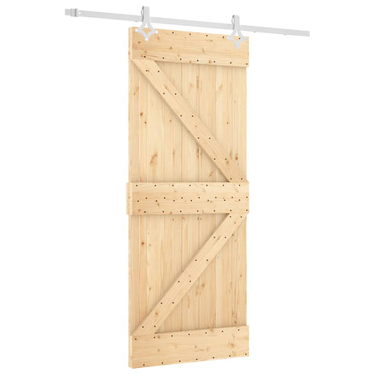 Porta Scorrevole con Set Hardware 85x210 cm Legno Massello Pino 3203174