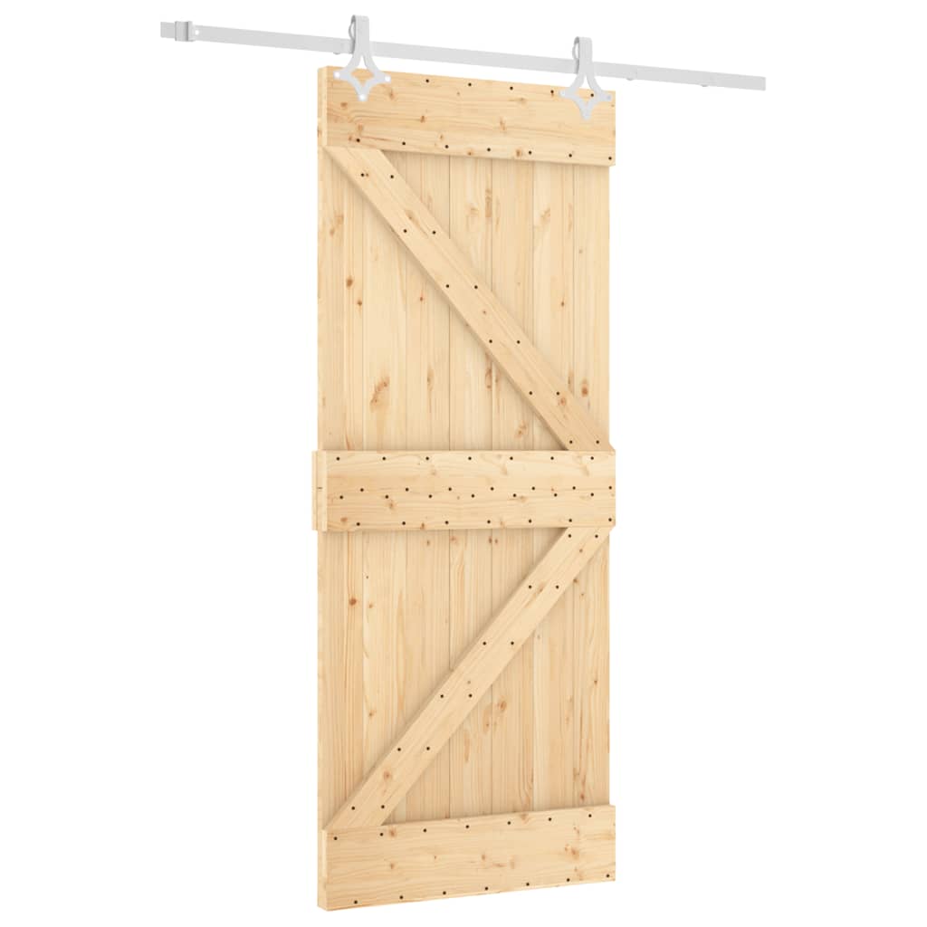 Porta Scorrevole con Set Hardware 85x210 cm Legno Massello Pinocod mxl 70178