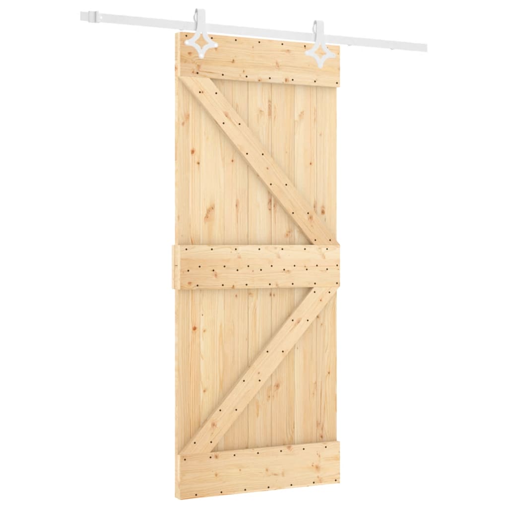 Porta Scorrevole con Set Hardware 80x210 cm Legno Massello Pino 3203176