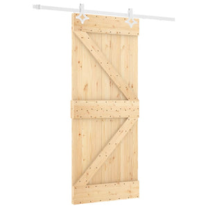 Porta Scorrevole con Set Hardware 80x210 cm Legno Massello Pino 3203176