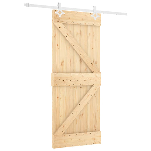 Porta Scorrevole con Set Hardware 80x210 cm Legno Massello Pino 3203176