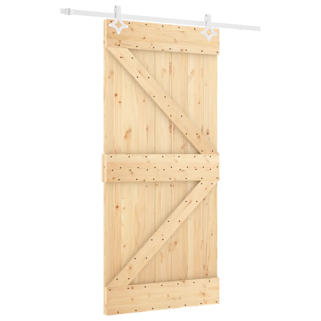 Porta Scorrevole con Set Hardware 100x210cm Legno Massello Pino