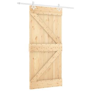 Porta Scorrevole con Set Hardware 100x210cm Legno Massello Pino