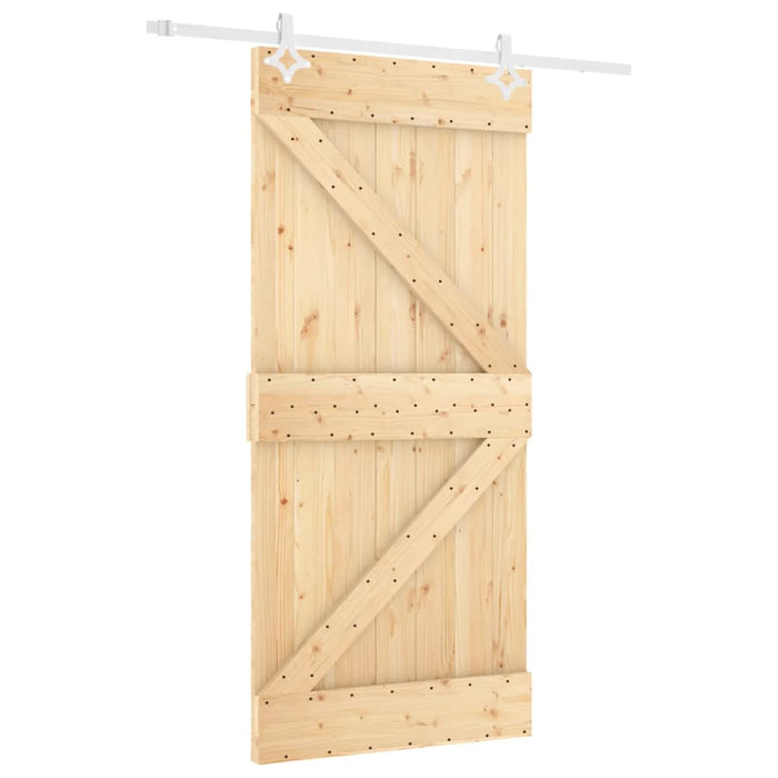 Porta Scorrevole con Set Hardware 100x210cm Legno Massello Pino