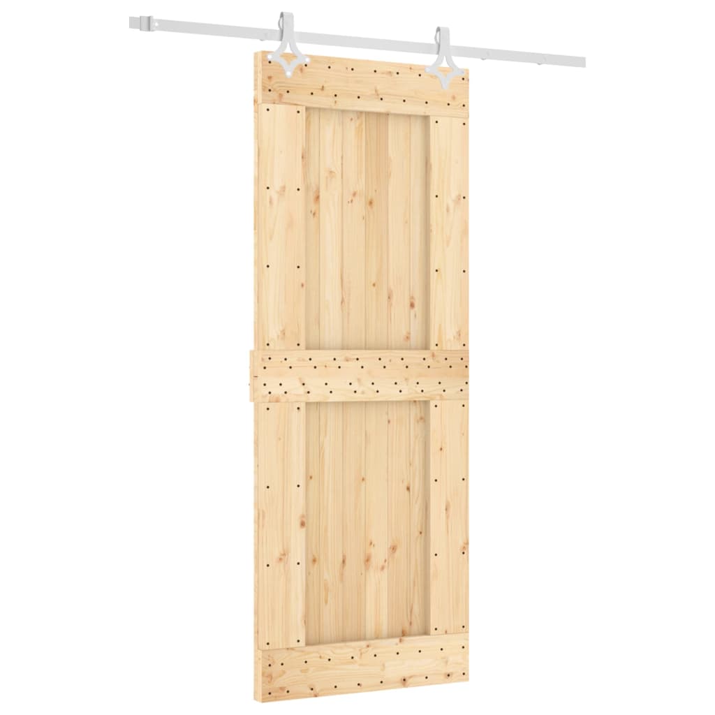 Porta Scorrevole con Set Hardware 80x210 cm Legno Massello Pino