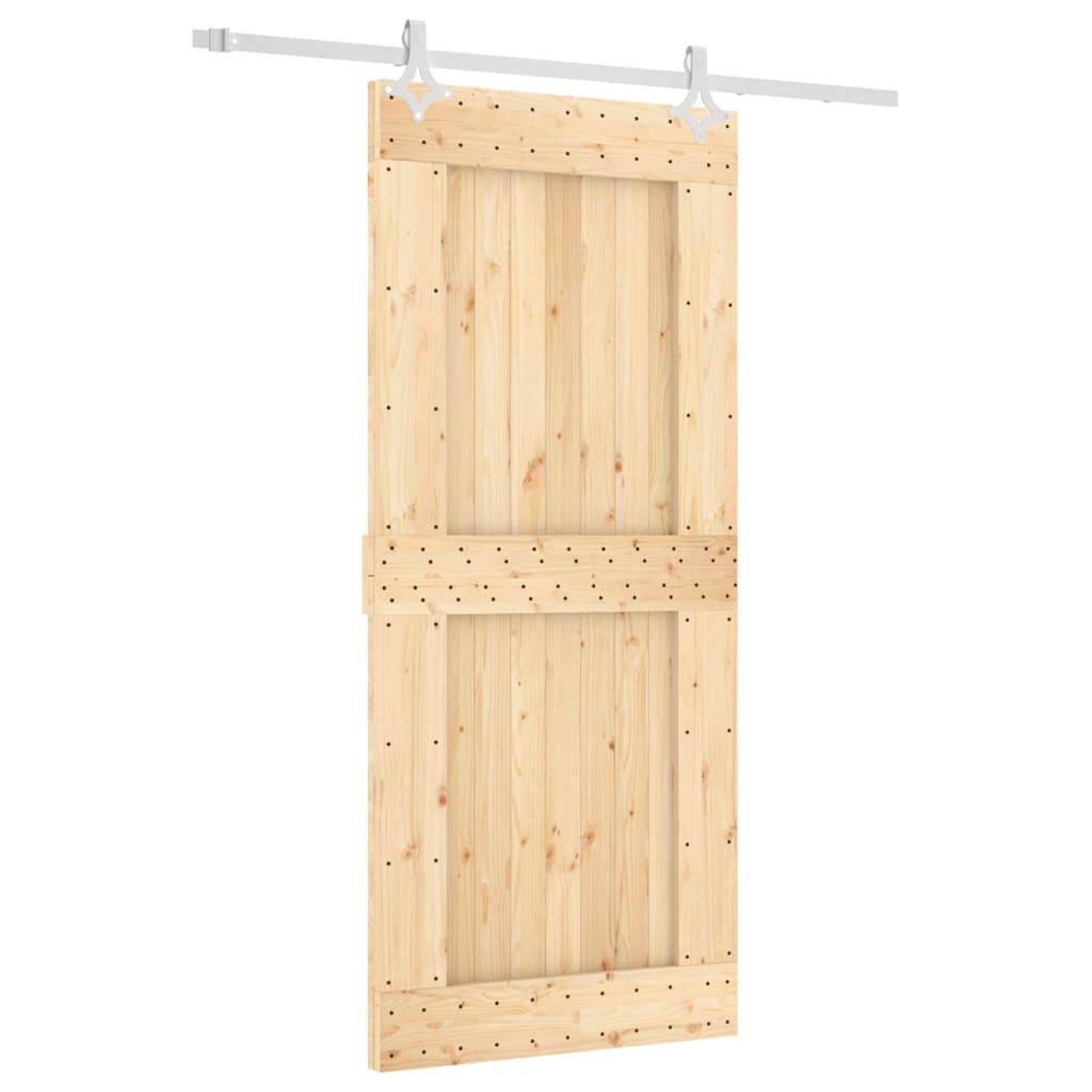 Porta Scorrevole con Set Hardware 90x210 cm Legno Massello Pino 3203188