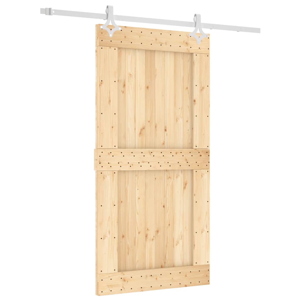 Porta Scorrevole con Set Hardware 100x210cm Legno Massello Pino