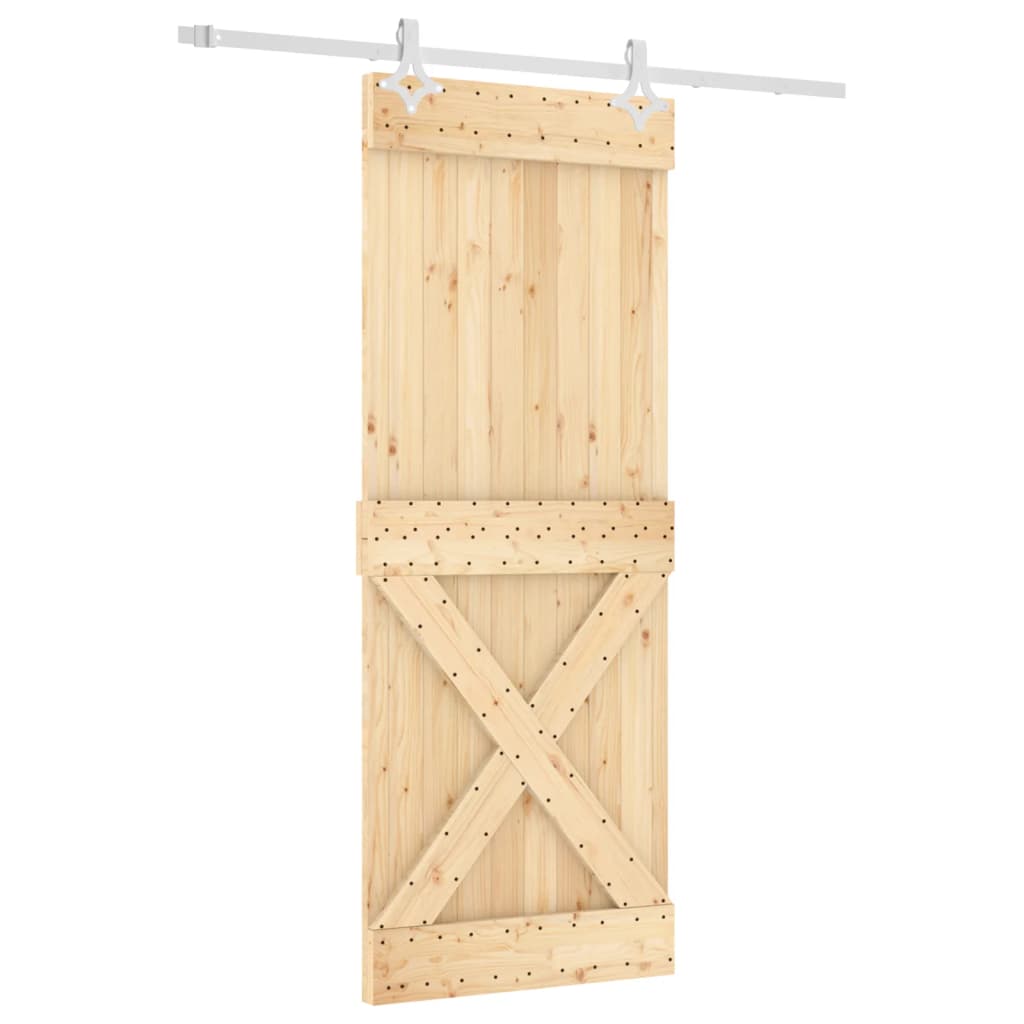 Porta Scorrevole con Set Hardware 80x210 cm Legno Massello Pino 3203192