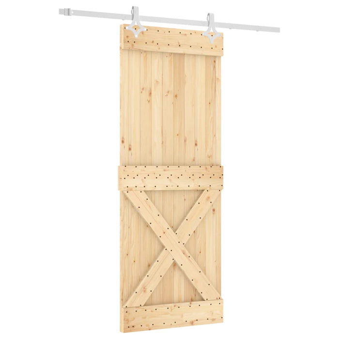 Porta Scorrevole con Set Hardware 80x210 cm Legno Massello Pino 3203192