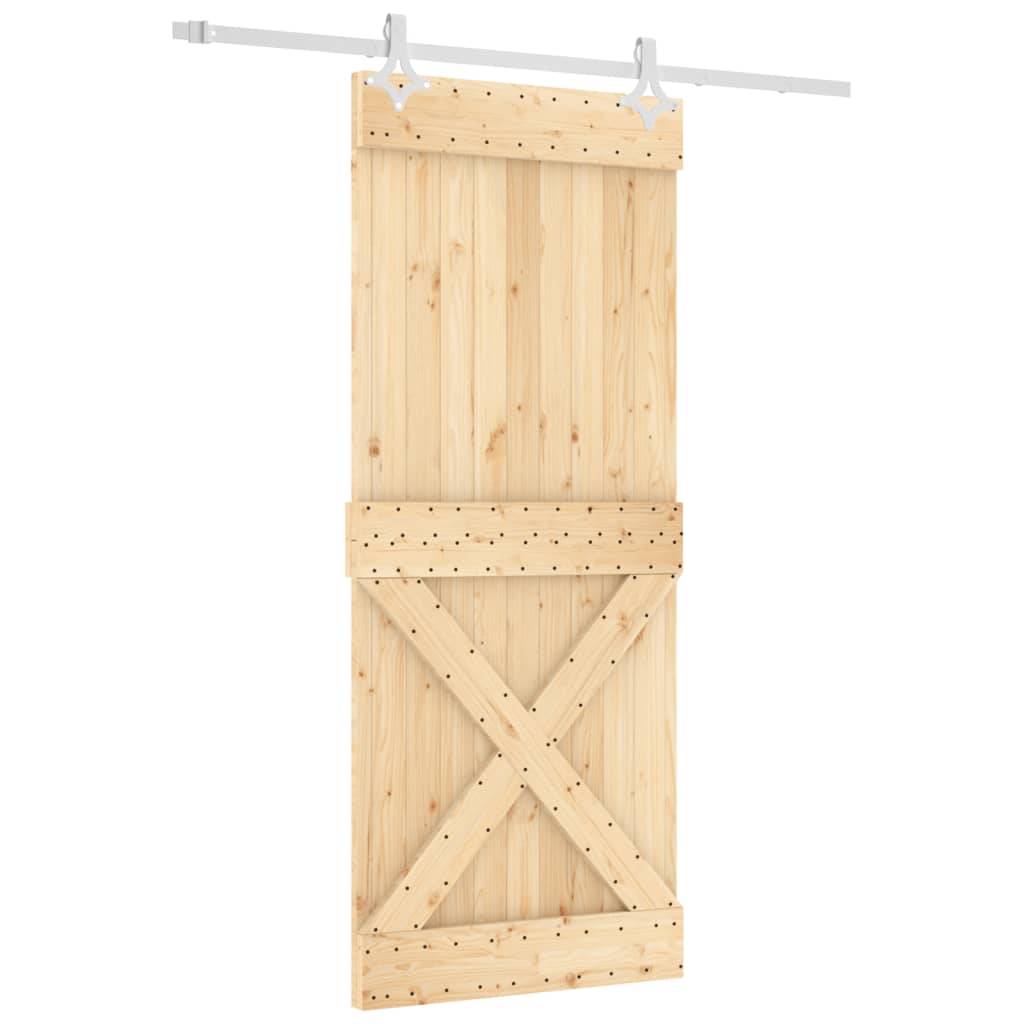 Porta Scorrevole con Set Hardware 85x210 cm Legno Massello Pino 3203193