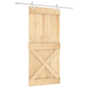 Porta Scorrevole con Set Hardware 95x210 cm Legno Massello Pino 3203195