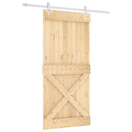 Porta Scorrevole con Set Hardware 95x210 cm Legno Massello Pino 3203195