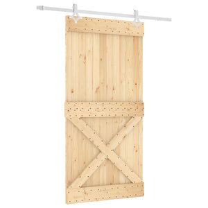 Porta Scorrevole con Set Hardware 100x210cm Legno Massello Pino 3203196