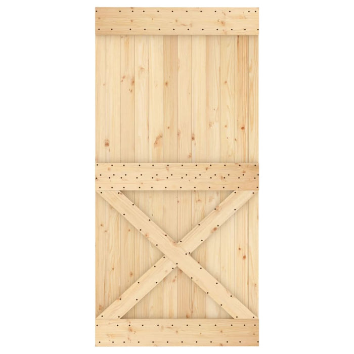 Porta Scorrevole con Set Hardware 100x210cm Legno Massello Pino 3203196