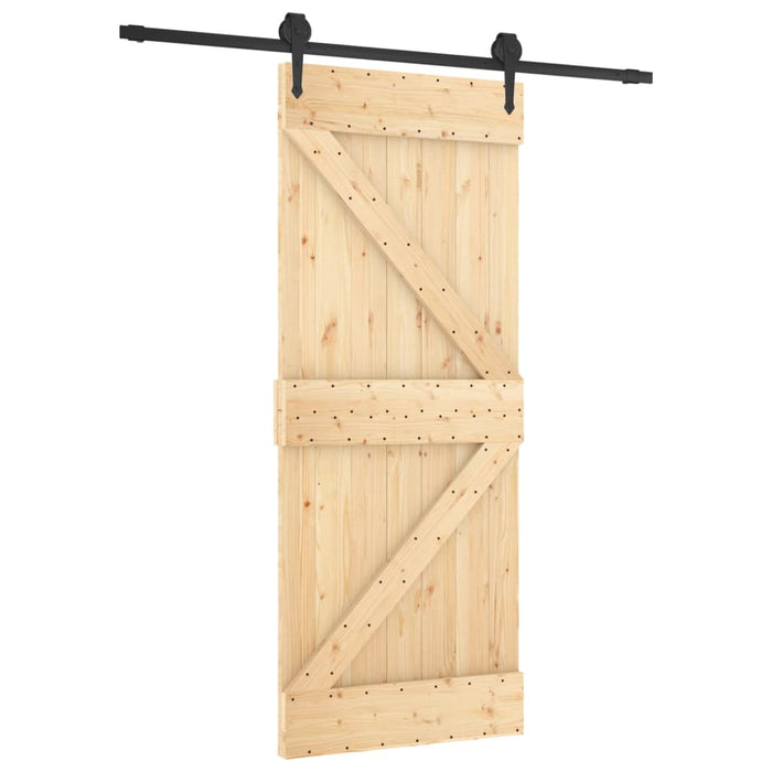 Porta Scorrevole con Set Hardware 85x210 cm Legno Massello Pino 3203198