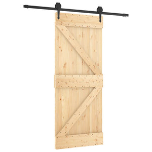Porta Scorrevole con Set Hardware 85x210 cm Legno Massello Pino 3203198