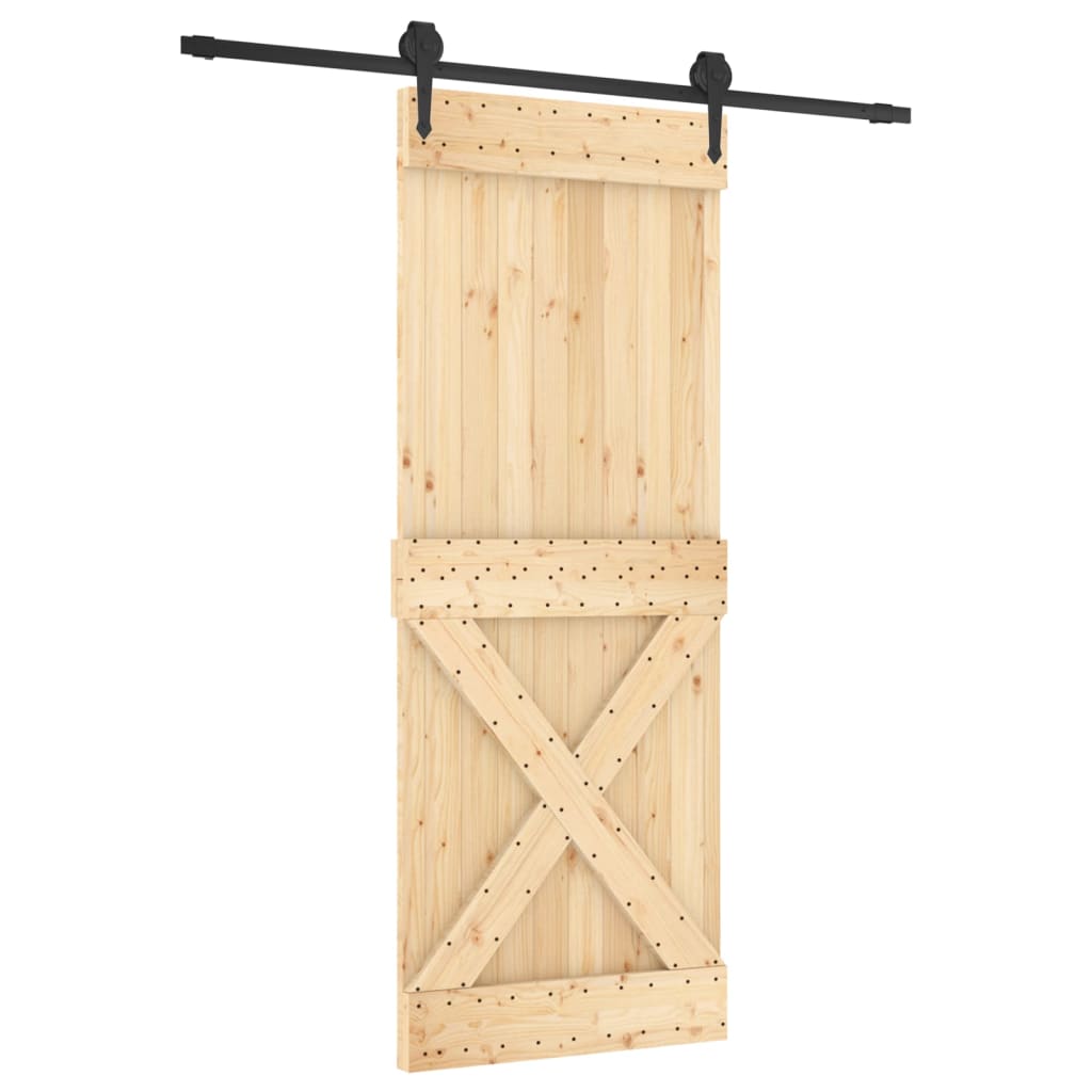 Porta Scorrevole con Set Hardware 80x210 cm Legno Massello Pino 3203208