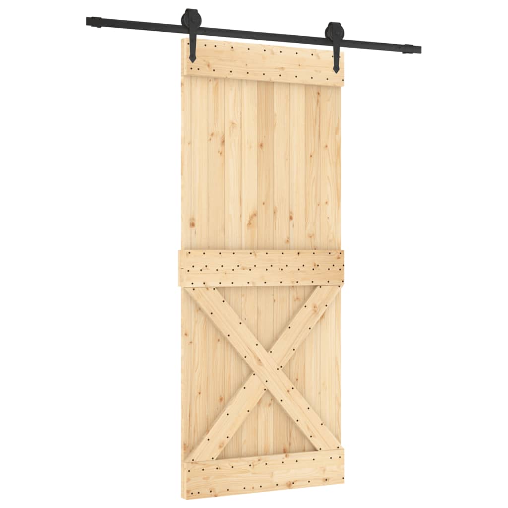 Porta Scorrevole con Set Hardware 85x210 cm Legno Massello Pino 3203209