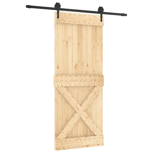 Porta Scorrevole con Set Hardware 85x210 cm Legno Massello Pino 3203209