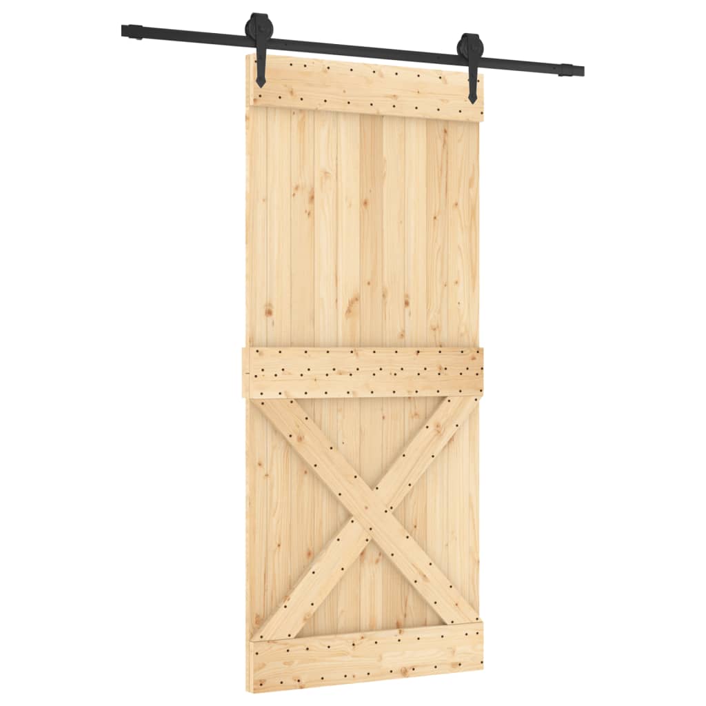 Porta Scorrevole con Set Hardware 90x210 cm Legno Massello Pino 3203210