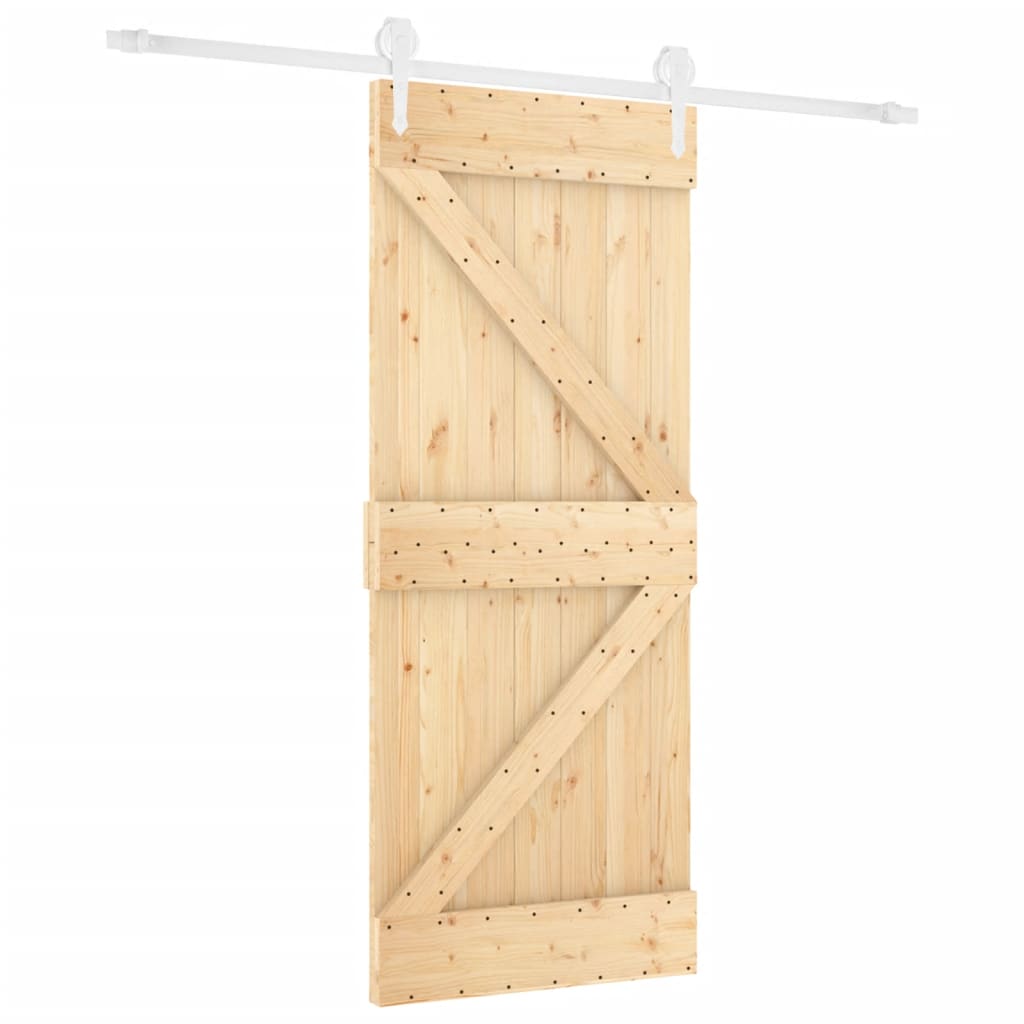 Porta Scorrevole con Set Hardware 80x210 cm Legno Massello Pino 3203213