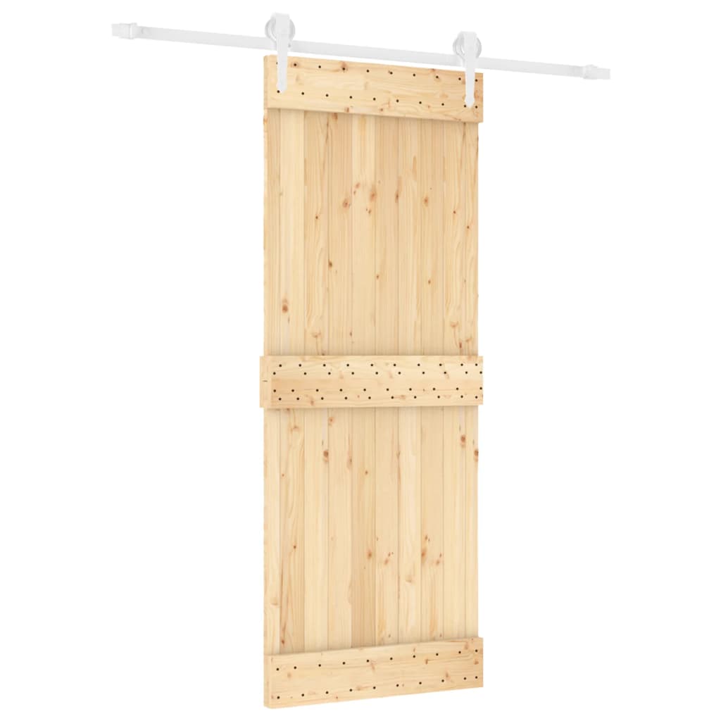 Porta Scorrevole con Set Hardware 80x210 cm Legno Massello Pino