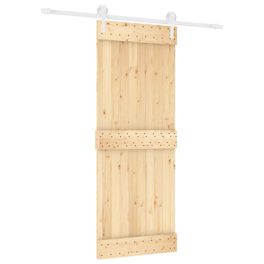 Porta Scorrevole con Set Hardware 80x210 cm Legno Massello Pino