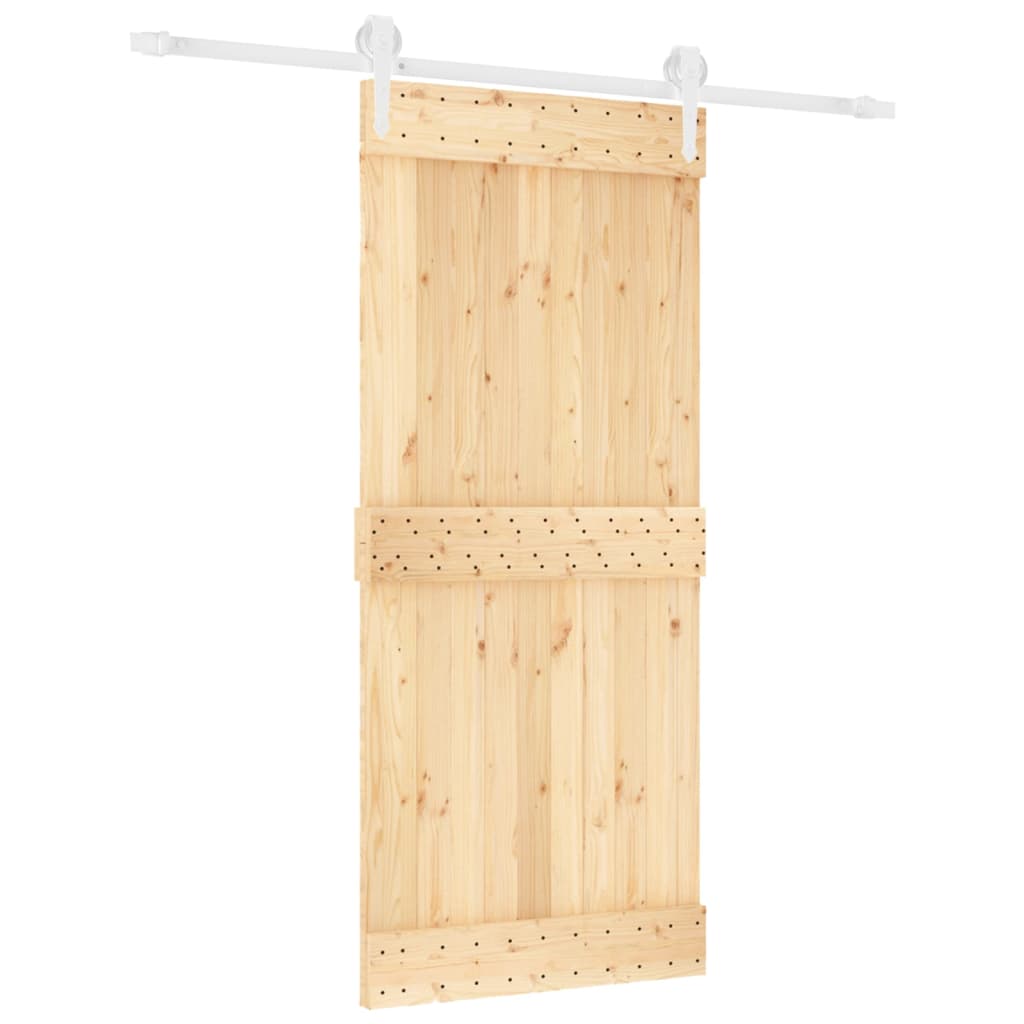 Porta Scorrevole con Set Hardware 90x210 cm Legno Massello Pinocod mxl 70187