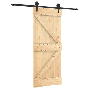Porta Scorrevole con Set Hardware 85x210 cm Legno Massello Pino 3203228
