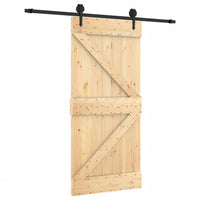 Porta Scorrevole con Set Hardware 95x210 cm Legno Massello Pino 3203229