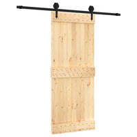 Porta Scorrevole con Set Hardware 85x210 cm Legno Massello Pino 3203232